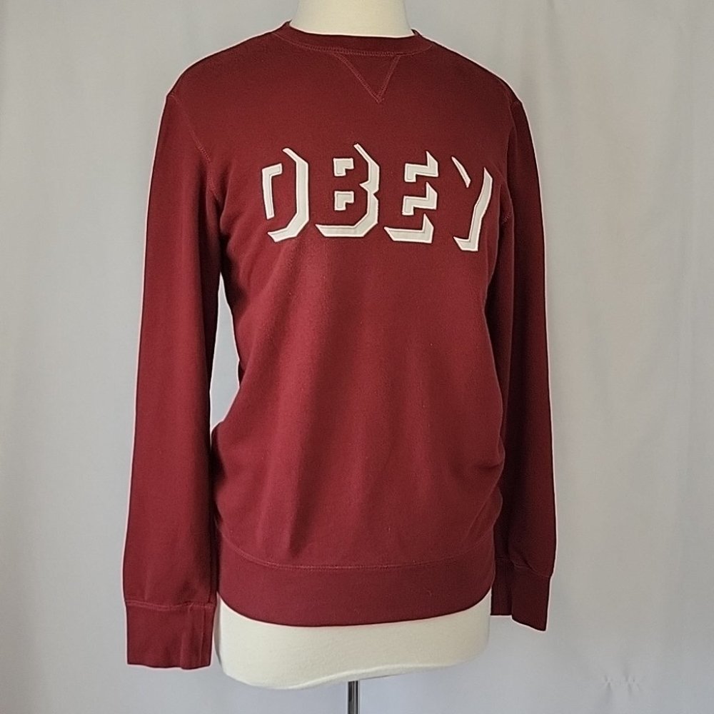 Obey Crewneck Sweatshirt Burgundy Size Small
